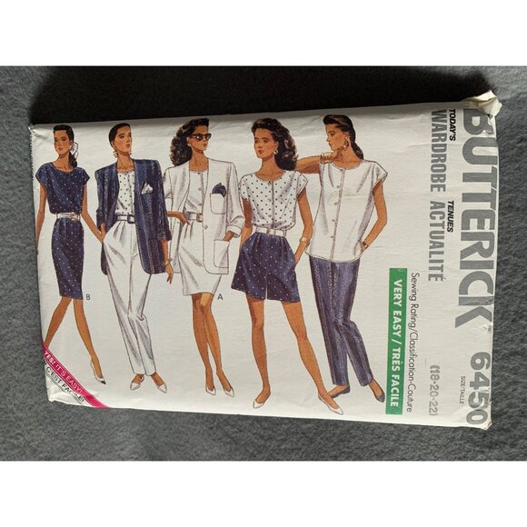 Butterick Misses Jacket Top Skirt Shorts Pants Sewing Pattern sz 18-22 6450 - un - Picture 1 of 4